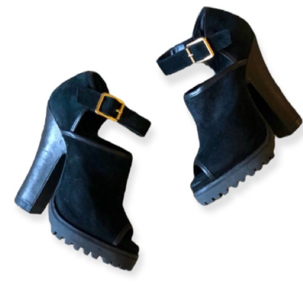 Shellys London Black Acywen Toe Pumps Open Toe Size:6